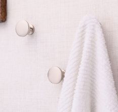 Round Solid Brass Wall Hooks In Silver Color -3 Pieces