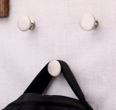 Round Solid Brass Wall Hooks In Silver Color -3 Pieces
