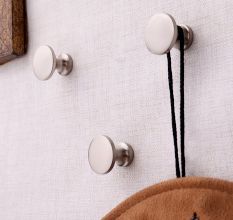 Round Solid Brass Wall Hooks In Silver Color -3 Pieces