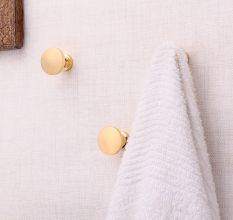 Gold Round Shape Brass Modern Wall Hooks-3 Pieces