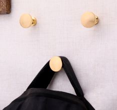 Gold Round Shape Brass Modern Wall Hooks-3 Pieces