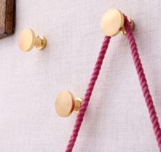 Gold Round Shape Brass Modern Wall Hooks-3 Pieces