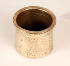 Engraved Beautiful Finest Brass Panchpatra Pot for Prayer Room