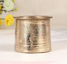 Engraved Beautiful Finest Brass Panchpatra Pot for Prayer Room