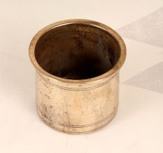 Plain Brown Handmade Brass Panchpatra Pot for Prayer Room
