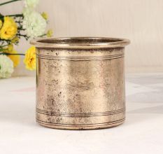 Plain Brown Handmade Brass Panchpatra Pot for Prayer Room