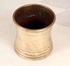 Plain Elegant Brown Brass Panchpatra Pot for Vintage Collection