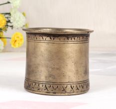 Plain Elegant Brown Brass Panchpatra Pot for Rituals