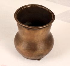 Plain Brown Finish Vintage Brass Panchpatra Pot for Rituals
