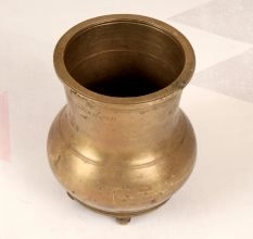 Elegant Brown Handcrafted Brass Panchpatra Water Pot for Decor