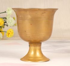 Golden Premium Brass Flower Pot in South Indian Art for Decor