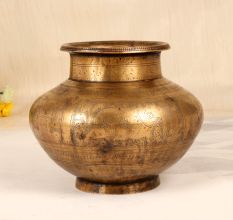 Engraved Beautiful Brass Holy Water Pot in South Indian Art