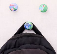 Multicolor Ceramic Flat Animal Design Wall Hooks-3 Pieces