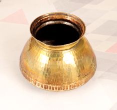 Vintage Himalayan Art Brass Water Pot with Hammering Work
