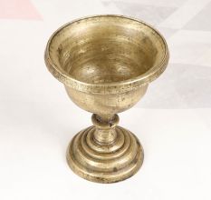 Vintage South Indian Brass Holy Water Cup in Plain Brown Finish