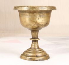 Vintage South Indian Brass Holy Water Cup in Plain Brown Finish