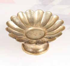 Handmade Indian Brass Lotus Fruit Bowl for Dining Table