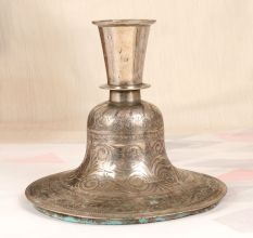 Grey Finish Brass Hookah Base with Carving from Hyderabad