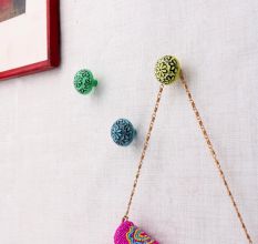Multicolor Floral Parent Iron Wall Hooks-3 Pieces