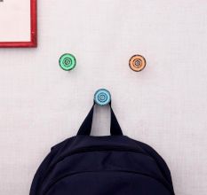 Multicolor Wheel Iron Wall Hooks-3 Pieces