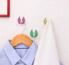 Multicolor Angel Wings Iron Wall Hooks-3 Pieces