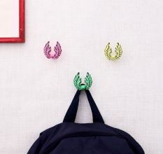 Multicolor Angel Wings Iron Wall Hooks-3 Pieces