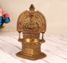 Handmade Holy Finest Brass Gajlaxmi Oil Lamp for Prayer Room