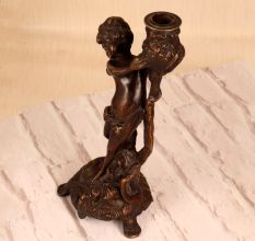 Handmade Dark Finish Brass Angel Candle Stand for Decoration