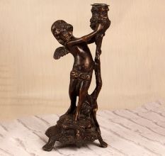 Handmade Dark Finish Brass Angel Candle Stand for Decoration