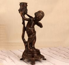 Handmade Dark Finish Brass Angel Candle Stand for Decoration