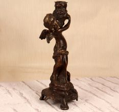 Handmade Dark Finish Brass Angel Candle Stand for Decoration