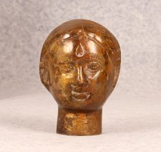 Brown Handmade Brass Small Lady Head for Home Decor