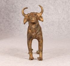Vintage Handmade Brass Tribal Nandi in Standing Position