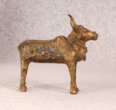 Vintage Handmade Brass Tribal Nandi in Standing Position