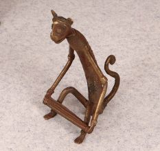 Handcrafted Vintage Brass Tribal Monkey in Sitting Position