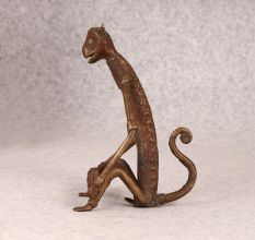 Handcrafted Vintage Brass Tribal Monkey in Sitting Position
