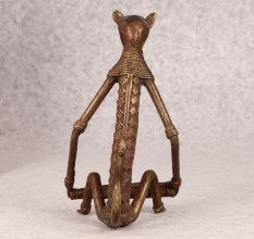 Handcrafted Vintage Brass Tribal Monkey in Sitting Position