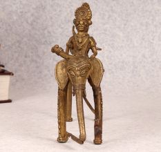 Tribal Art Vintage Brass Elephant with Two Rider for Decoration