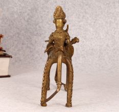 Tribal Art Vintage Brass Elephant with Two Rider for Decoration
