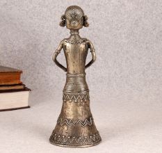 Indian Handmade Brass Standing Tribal Lady for Decoration