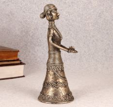 Indian Handmade Brass Standing Tribal Lady for Decoration