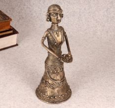 Indian Handmade Brass Standing Tribal Lady for Decoration