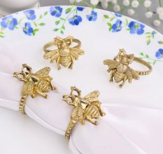 High-Quality Handcrafted Brass Bee Napkin Ring in Set of 4