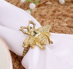 High-Quality Handcrafted Brass Bee Napkin Ring in Set of 4