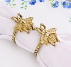 High-Quality Handcrafted Brass Bee Napkin Ring in Set of 4