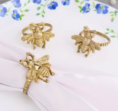 High-Quality Handcrafted Brass Bee Napkin Ring in Set of 4