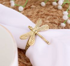 Handmade Brass Dragonfly Napkin Ring in Set of 4