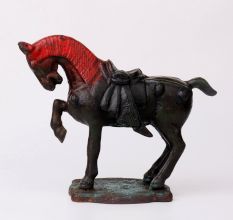 Handmade Dark Finish Iron Horse Statue in Pair