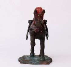 Handmade Dark Finish Iron Horse Statue in Pair