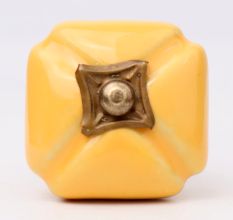 Mustard Handmade Ceramic Square Cabinet Knob